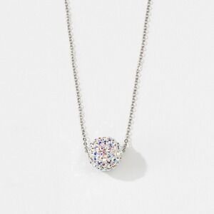 Touchstone Crystal by Swarovski Rhodium Aurore Boreale Pavé Ball Necklace